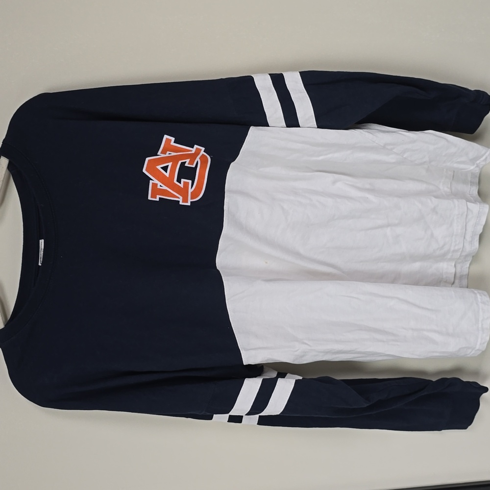 Pressbox Navy and White War EAGLE Long Sleeve Shirt